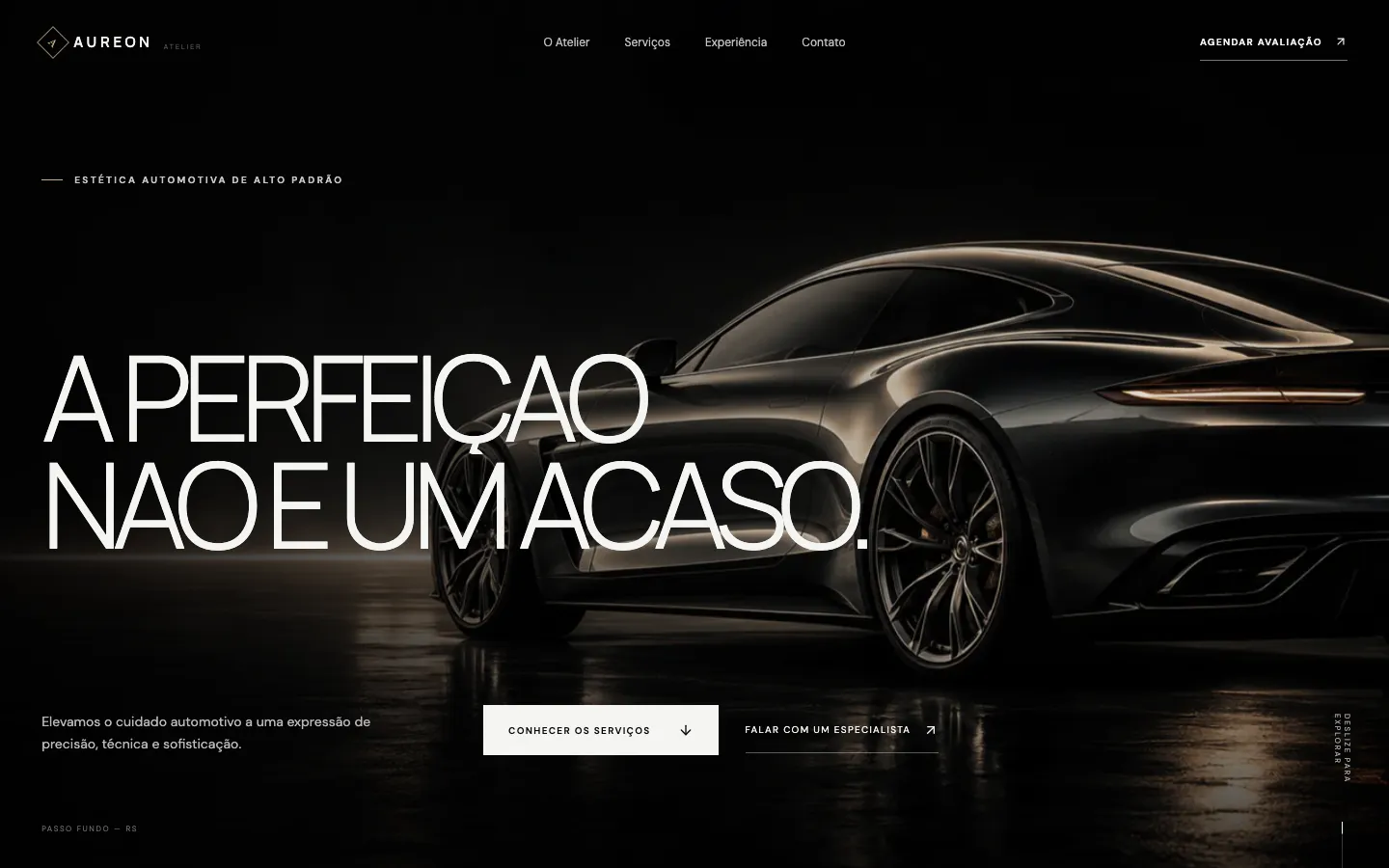 Tela real da experiência automotiva conceitual AUREON.
